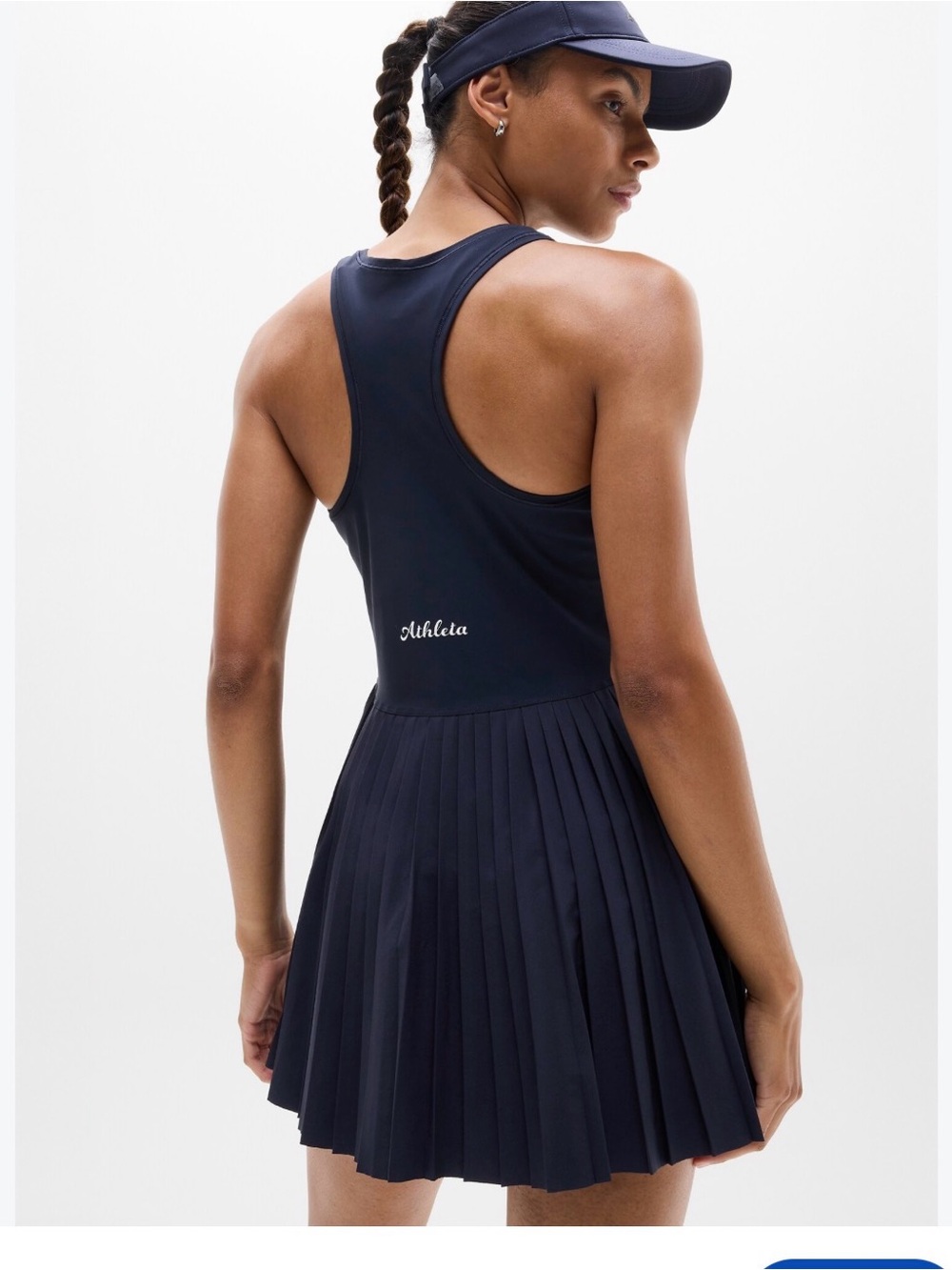 Athleta Navy Backless Pleated Racerback Dress